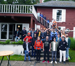 The Astrophysical and Cosmological Relativity department during the scientific outing in front of the Einsteinhaus in Caputh