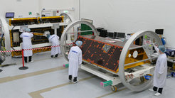 The twin GRACE Follow-On satellites at Airbus.