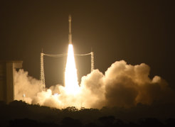 Liftoff for the Vega rocket which launched the LISA Pathfinder satellite into space on the morning of December 3.