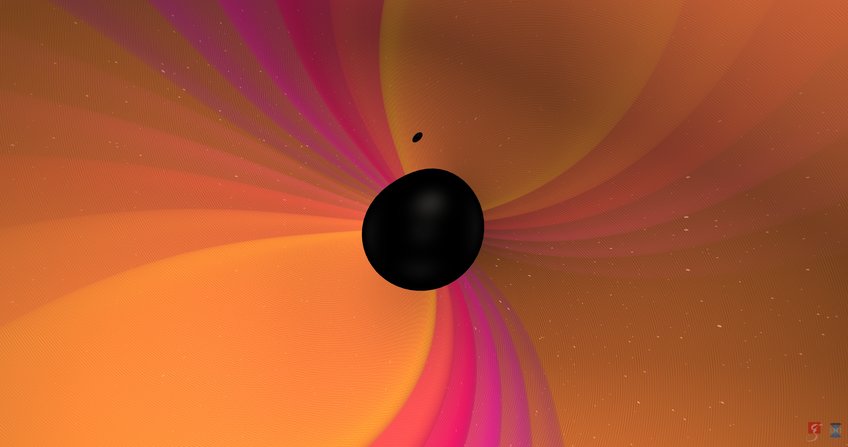 Visualisierung der Verschmelzung zweier Schwarzer Löcher (GW190814)