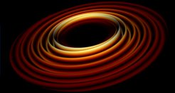Visualisation of gravitational waves emitted during a binary neutron star merger.